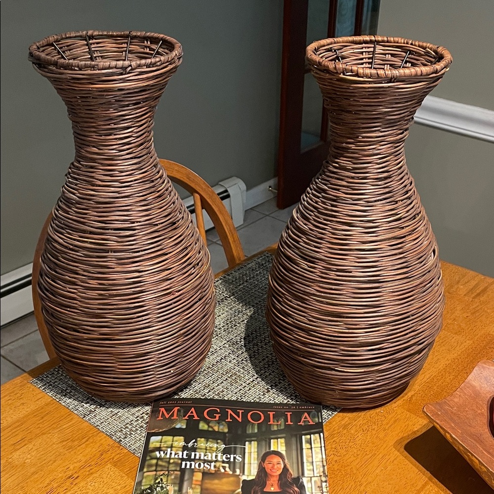Elegant Brown Wicker Vases